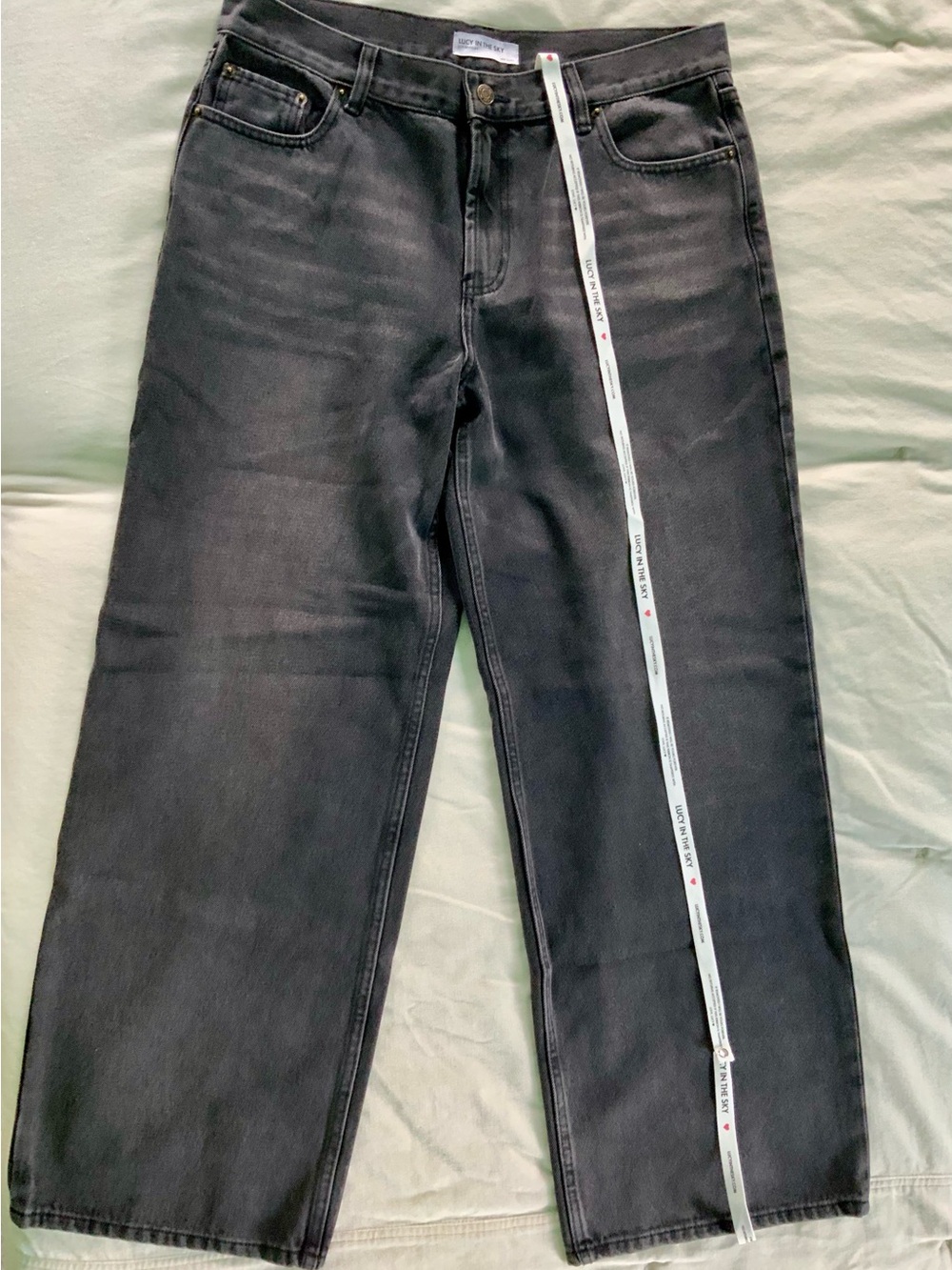 Lucy in the Sky Mid Rise Baggy Jeans in Black